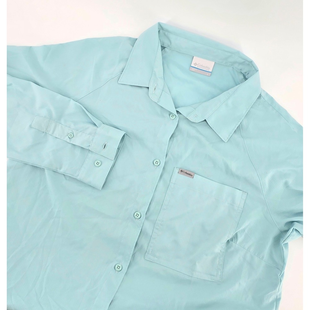 Columbia Long Sleeve Shirt Gorpcore Button Down Size Large Mens Light Blue